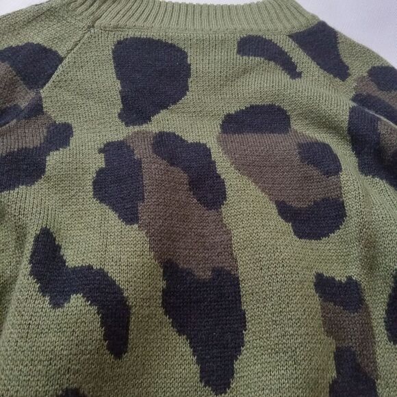 Vestidos  Green & Black Leopard Print Tight Knit Pullover Sweater Women's Size X - Picture 6 of 12